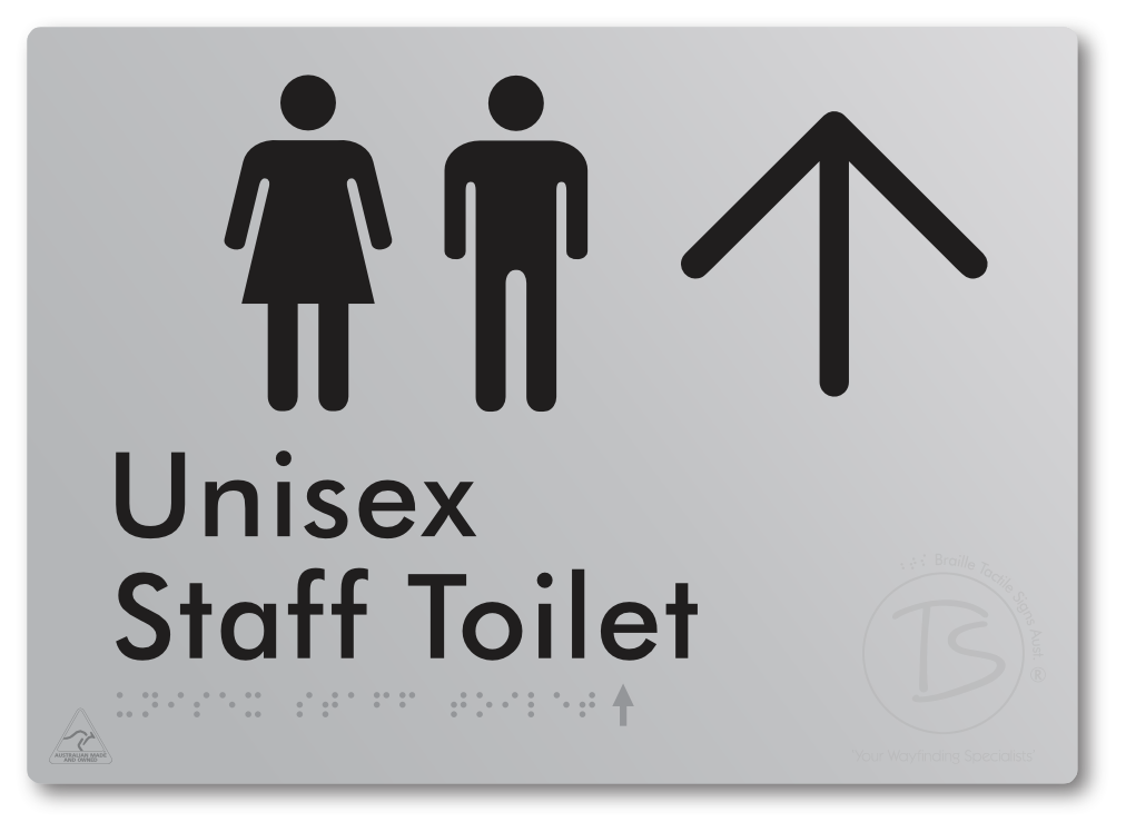 Unisex Staff Toilet with Large Directional Arrow - Braille Tactile Signs Aust.