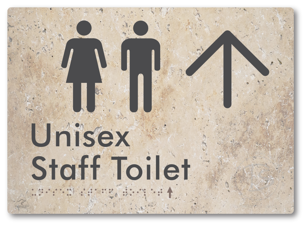 Unisex Staff Toilet with Large Directional Arrow - Braille Tactile Signs Aust.
