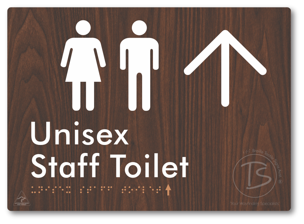 Unisex Staff Toilet with Large Directional Arrow - Braille Tactile Signs Aust.