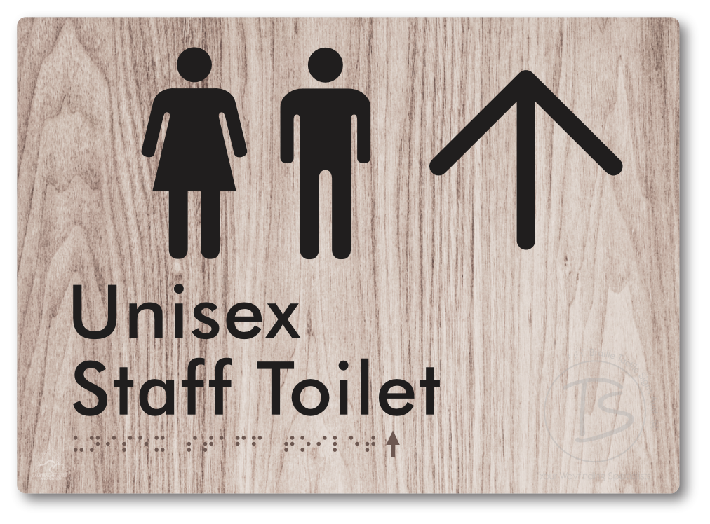 Unisex Staff Toilet with Large Directional Arrow - Braille Tactile Signs Aust.