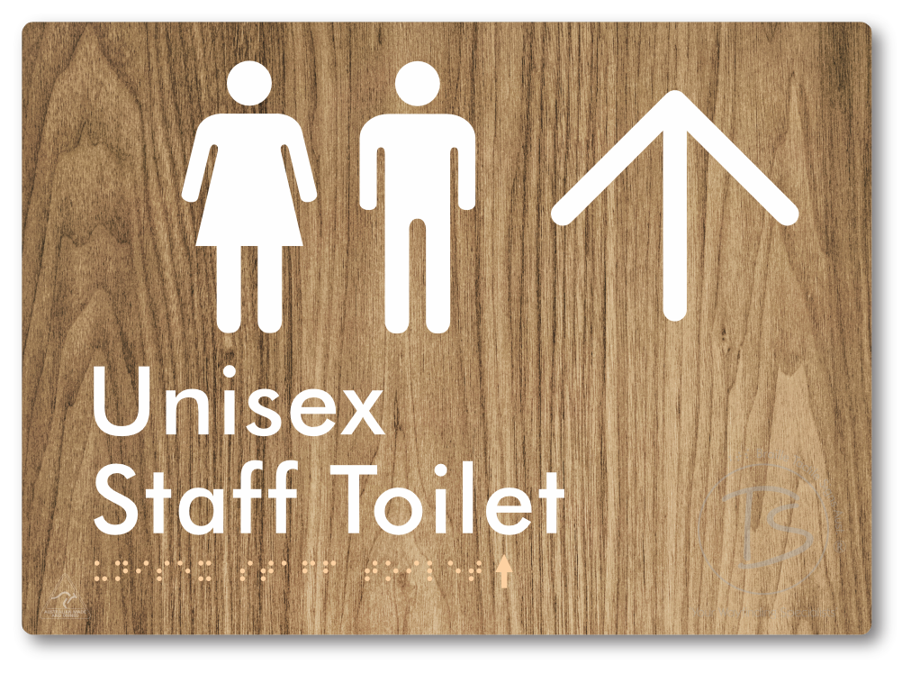 Unisex Staff Toilet with Large Directional Arrow - Braille Tactile Signs Aust.