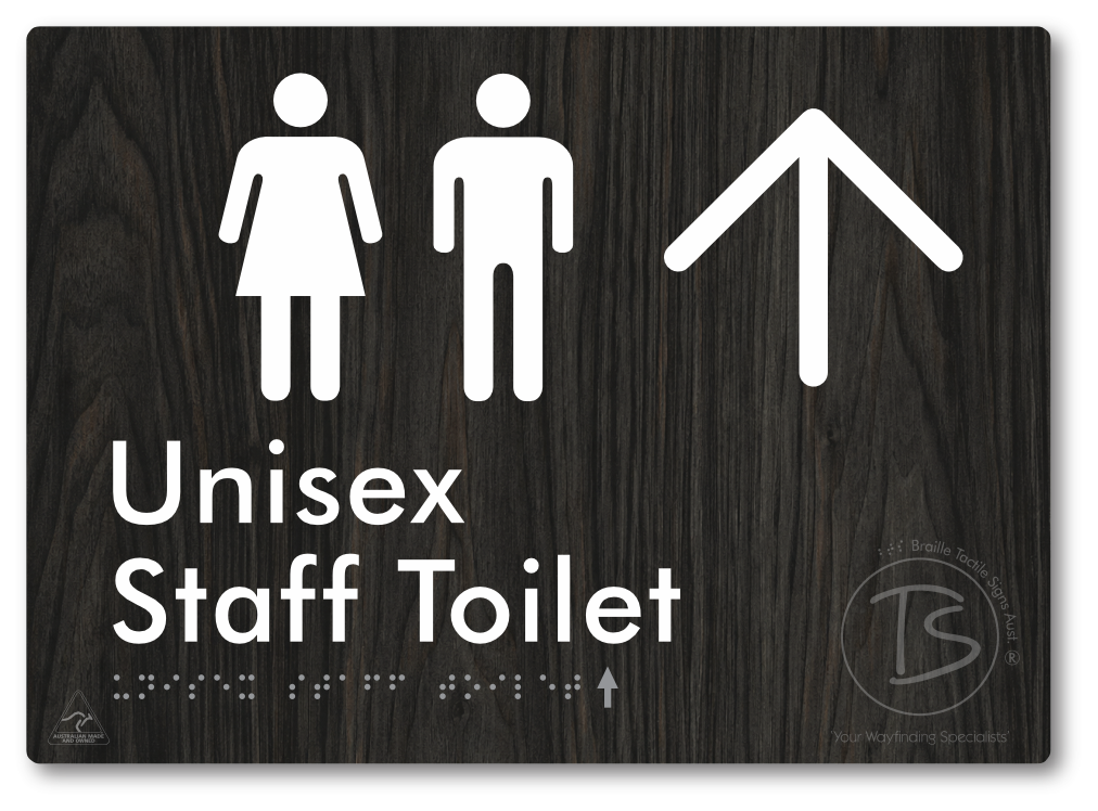 Unisex Staff Toilet with Large Directional Arrow - Braille Tactile Signs Aust.