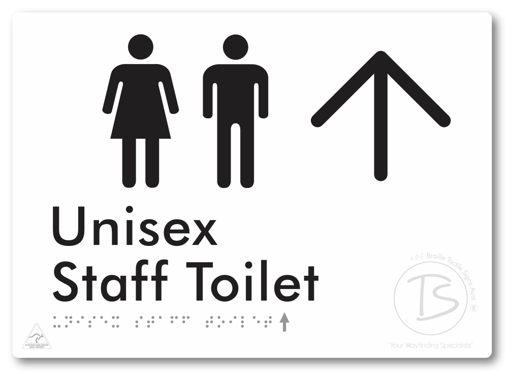 Unisex Staff Toilet with Large Directional Arrow - Braille Tactile Signs Aust.