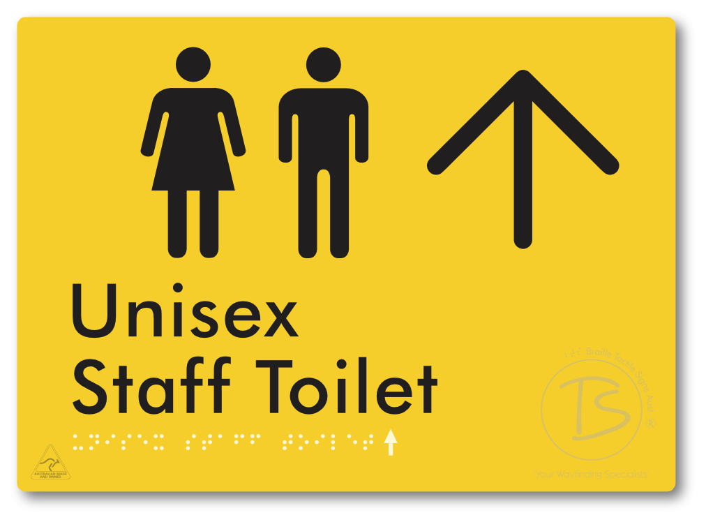 Unisex Staff Toilet with Large Directional Arrow - Braille Tactile Signs Aust.