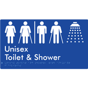 Unisex Ambulant Toilet & Shower with Air Lock - Braille Tactile Signs Aust.