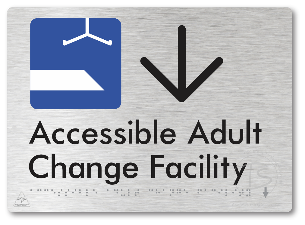 Accessible Adult Change Facility with Large Directional Arrow