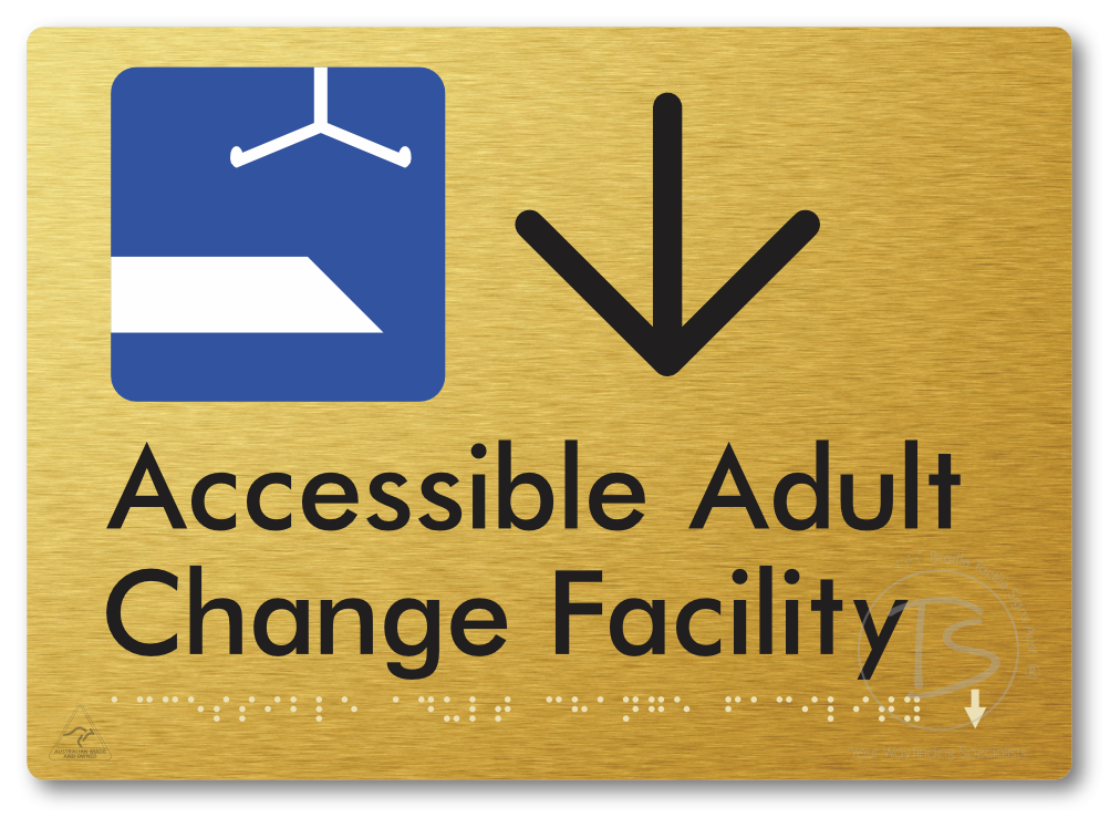 Accessible Adult Change Facility with Large Directional Arrow