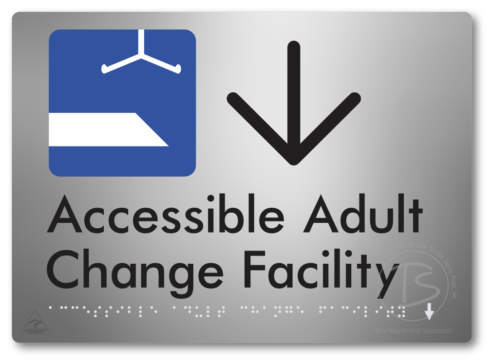 Accessible Adult Change Facility with Large Directional Arrow