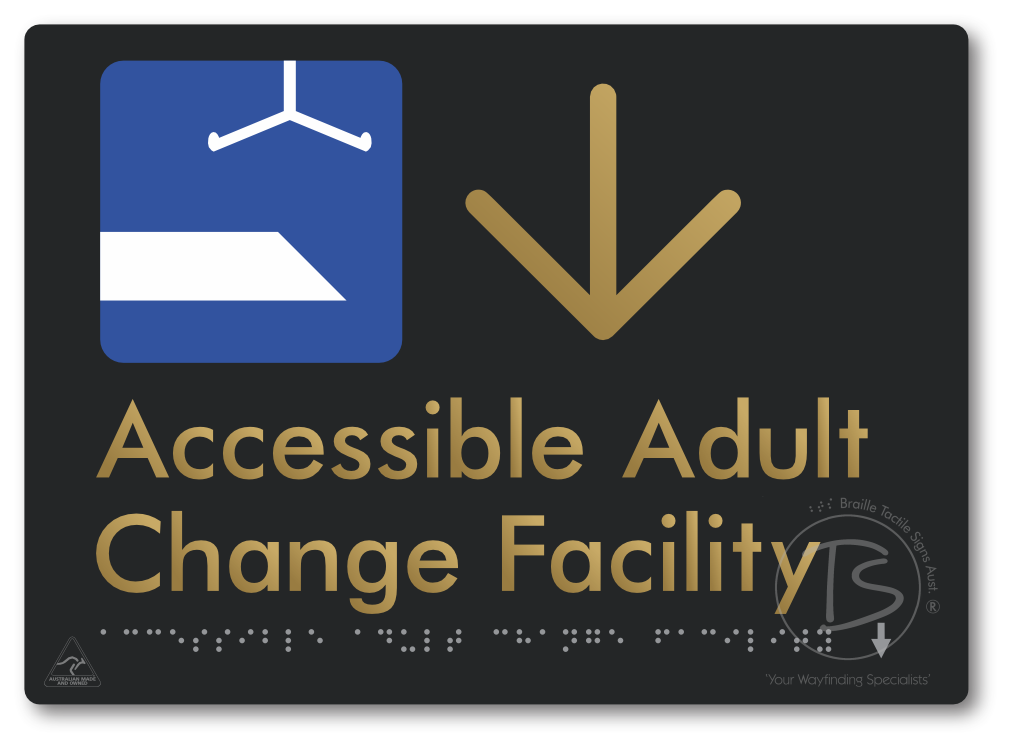 Accessible Adult Change Facility with Large Directional Arrow