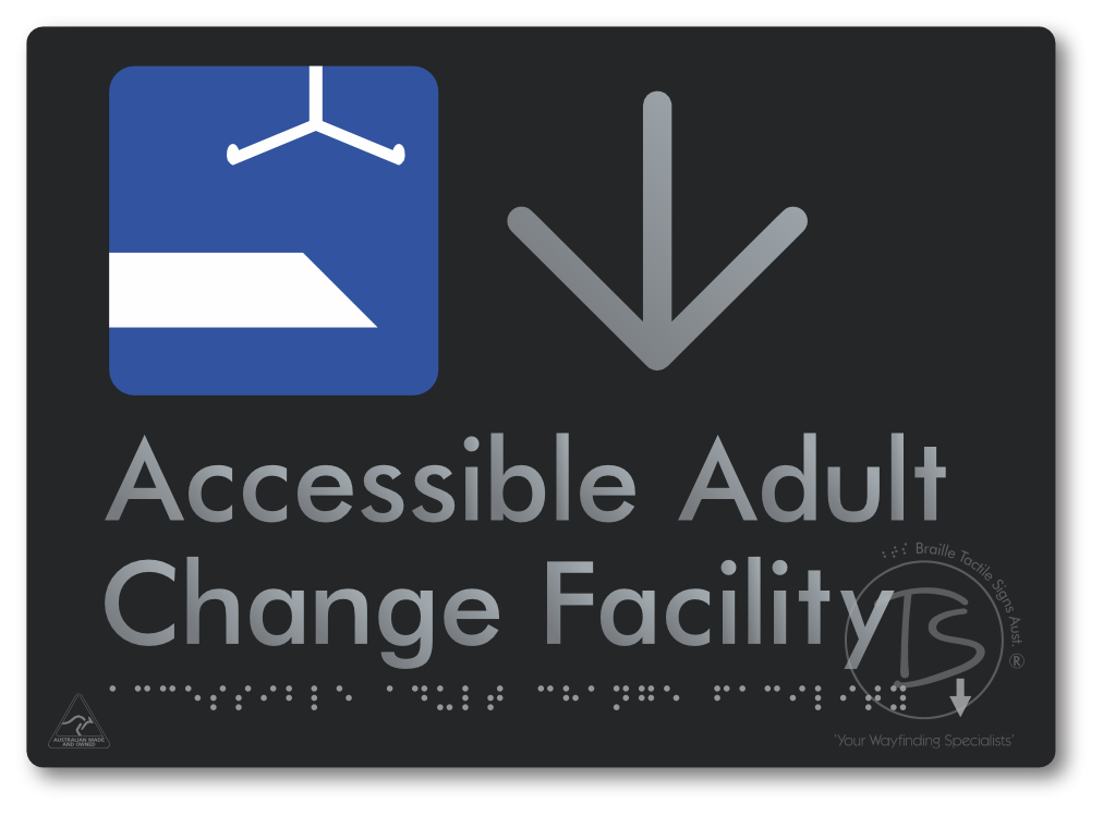 Accessible Adult Change Facility with Large Directional Arrow