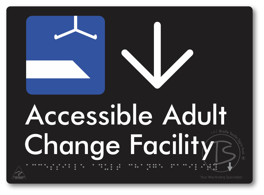 Accessible Adult Change Facility with Large Directional Arrow