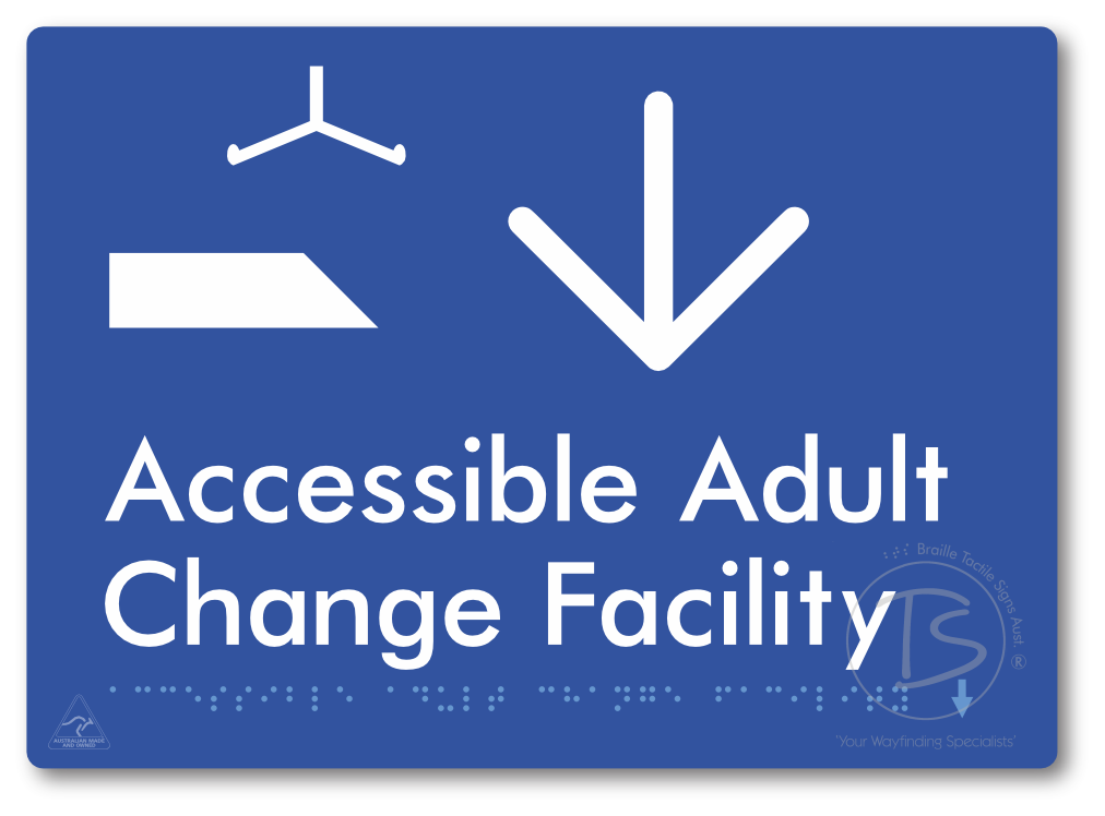 Accessible Adult Change Facility with Large Directional Arrow