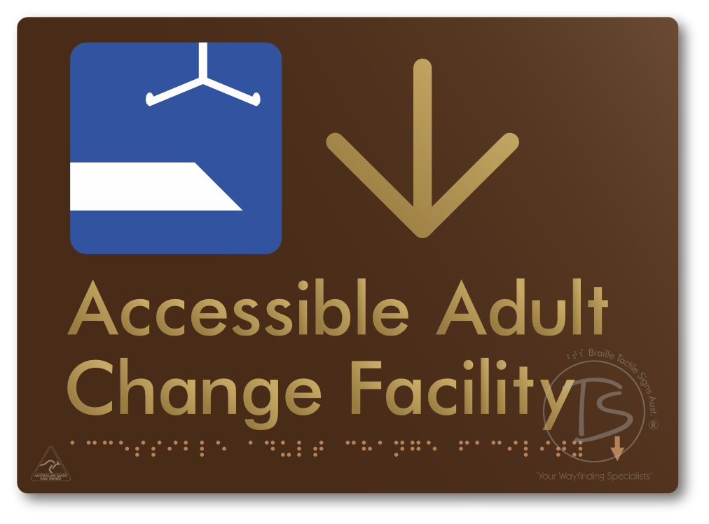 Accessible Adult Change Facility with Large Directional Arrow