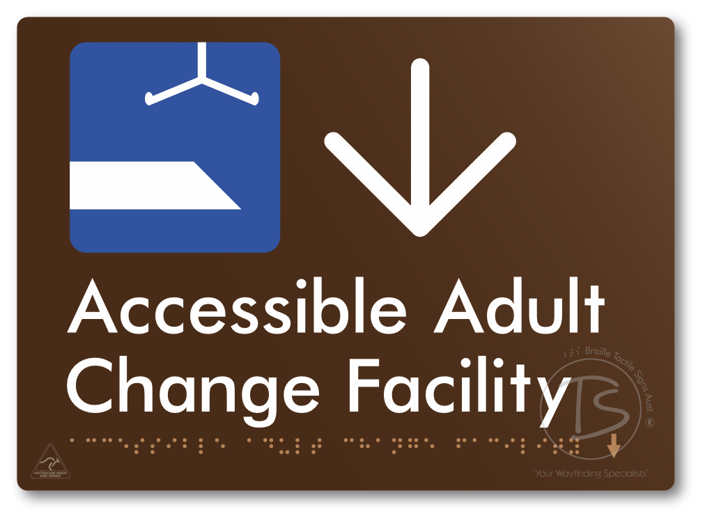 Accessible Adult Change Facility with Large Directional Arrow