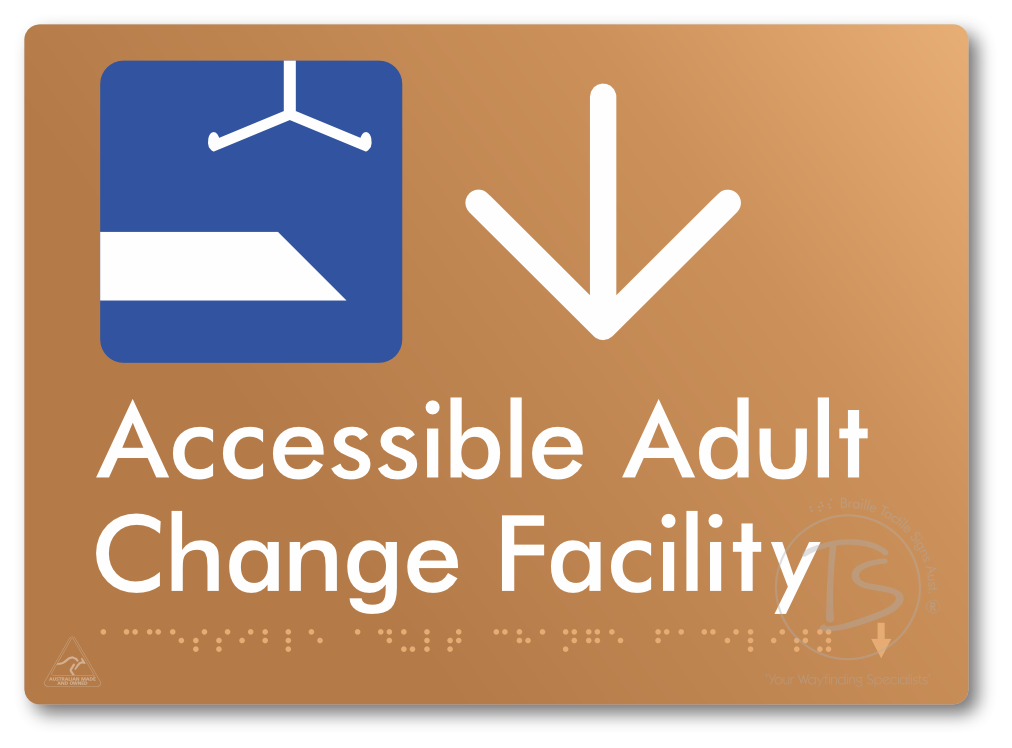 Accessible Adult Change Facility with Large Directional Arrow