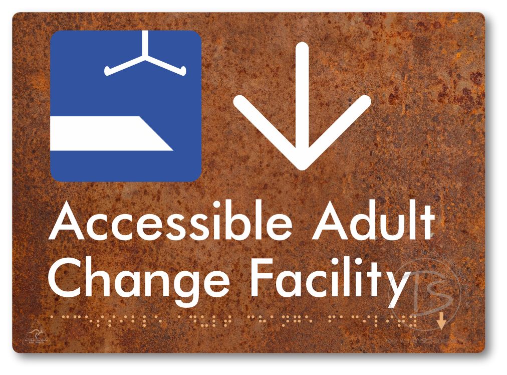 Accessible Adult Change Facility with Large Directional Arrow