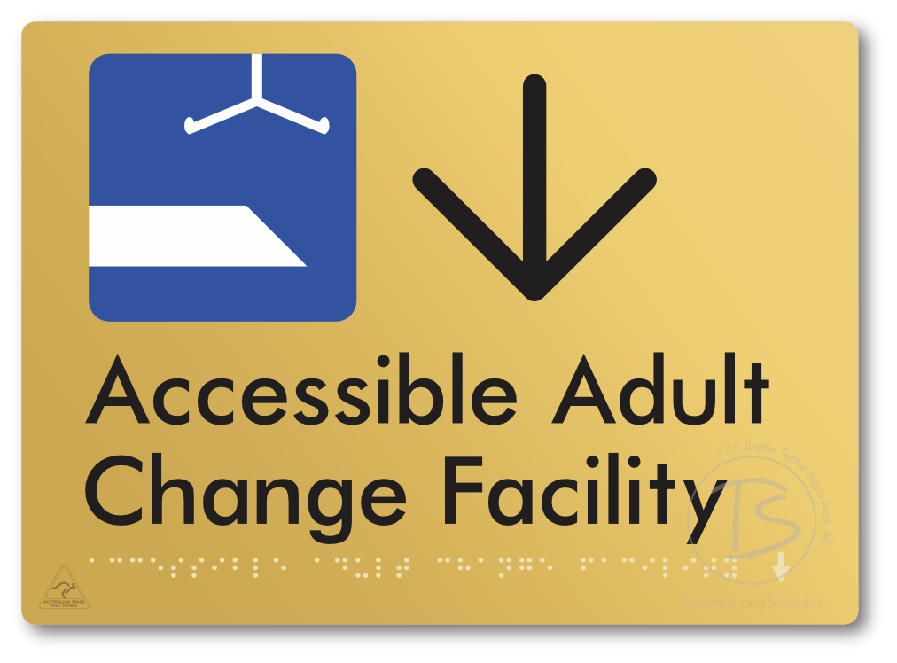 Accessible Adult Change Facility with Large Directional Arrow