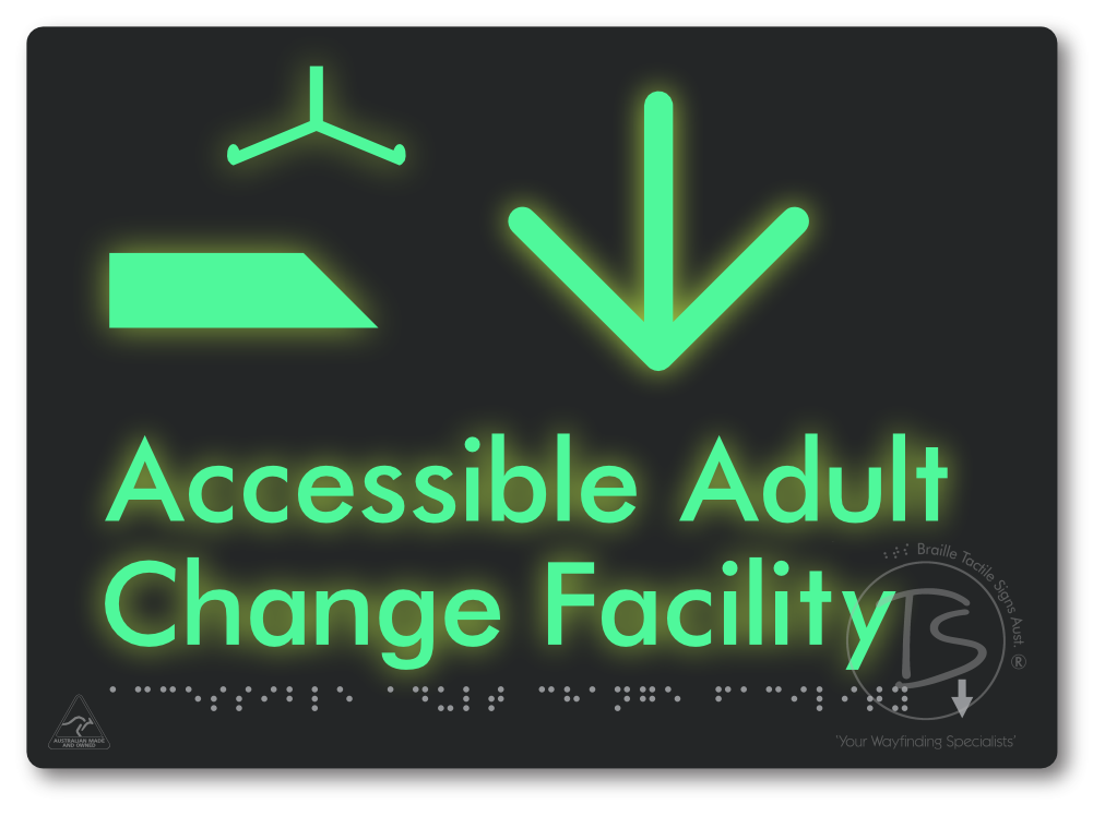 Accessible Adult Change Facility with Large Directional Arrow