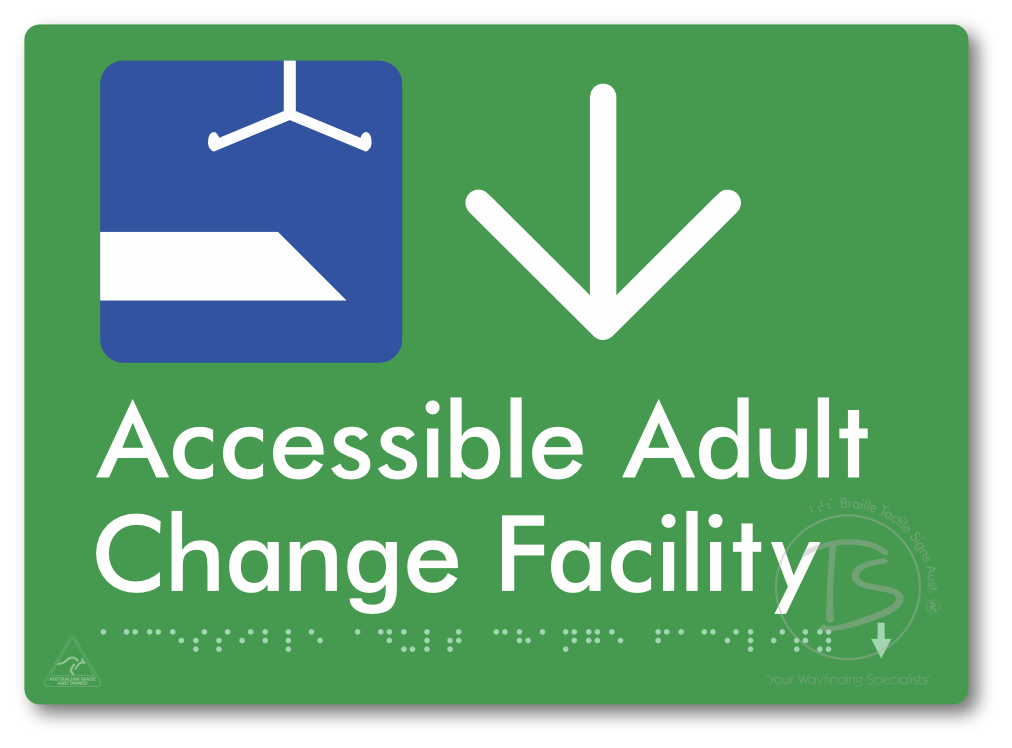 Accessible Adult Change Facility with Large Directional Arrow