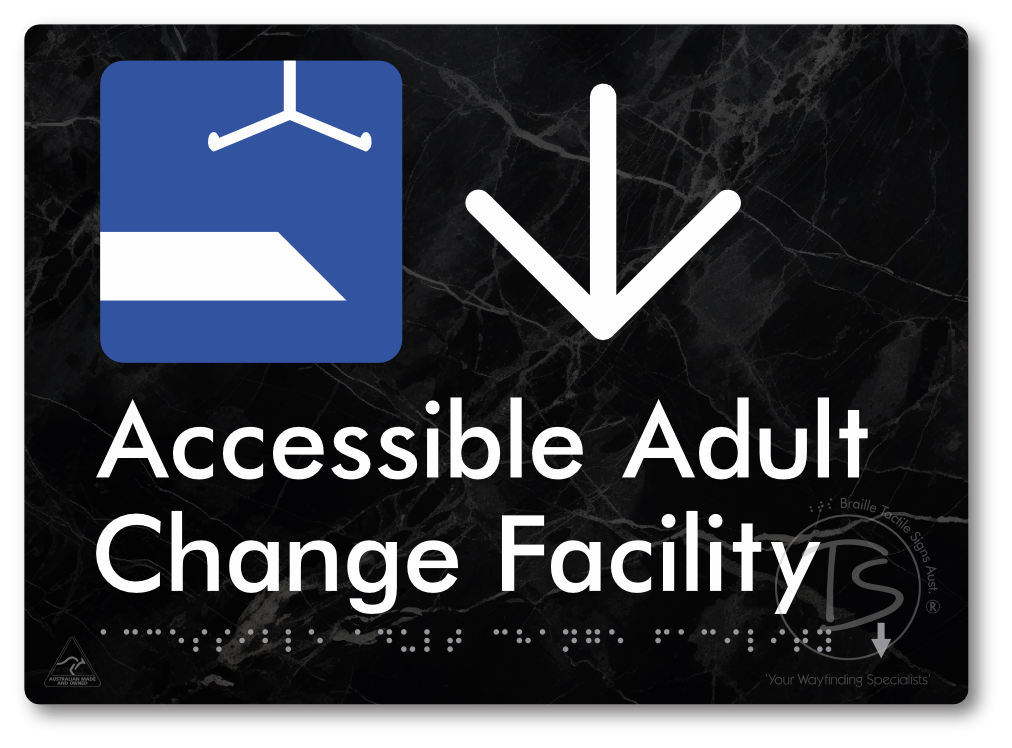 Accessible Adult Change Facility with Large Directional Arrow