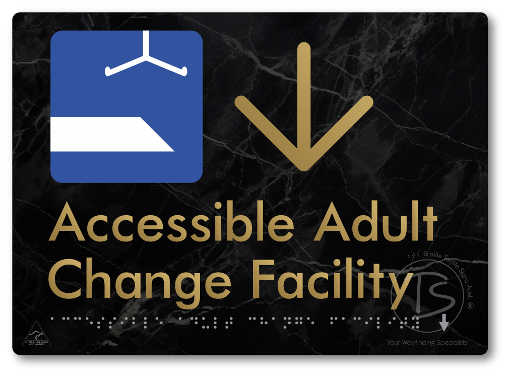 Accessible Adult Change Facility with Large Directional Arrow