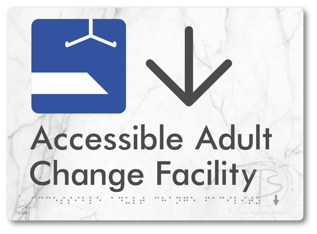 Accessible Adult Change Facility with Large Directional Arrow