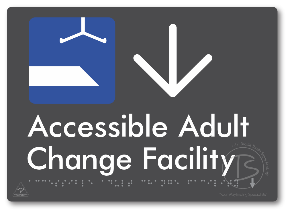 Accessible Adult Change Facility with Large Directional Arrow