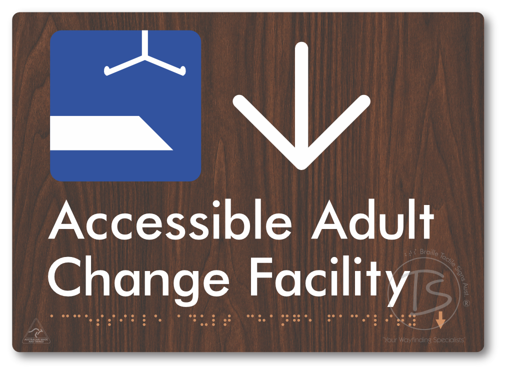 Accessible Adult Change Facility with Large Directional Arrow