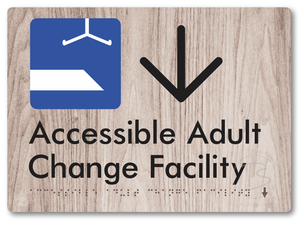 Accessible Adult Change Facility with Large Directional Arrow