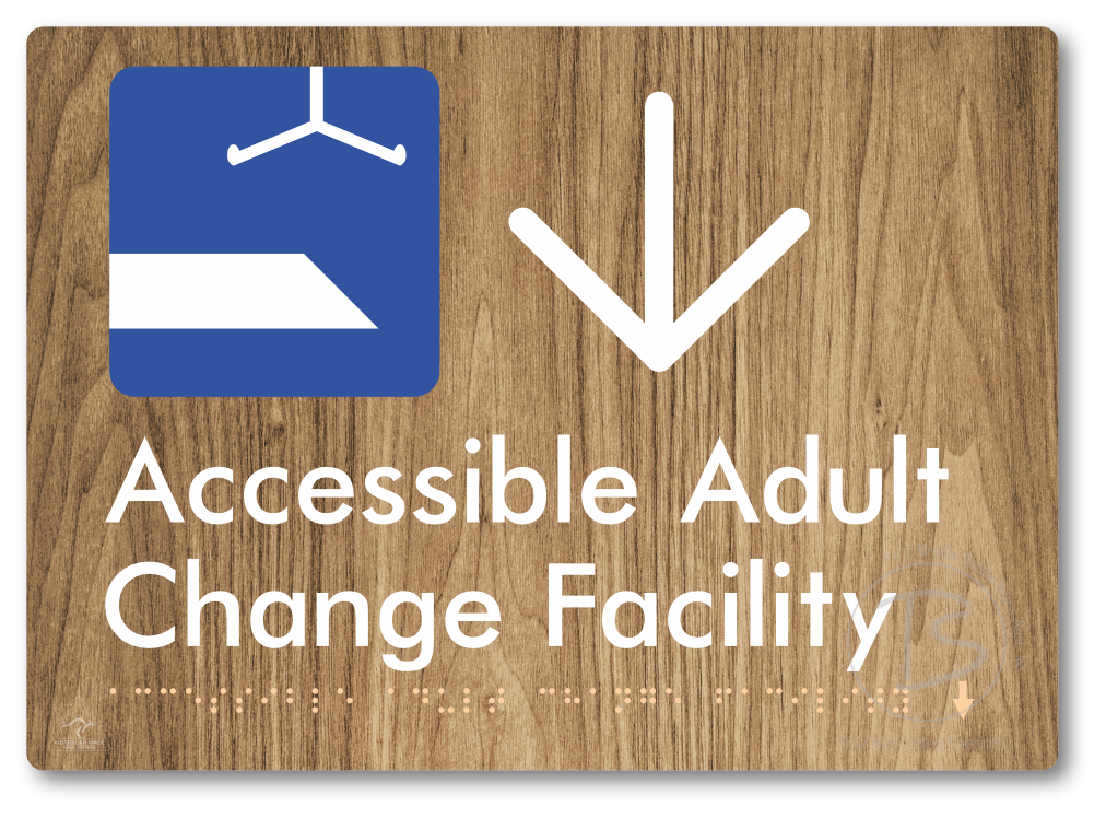 Accessible Adult Change Facility with Large Directional Arrow