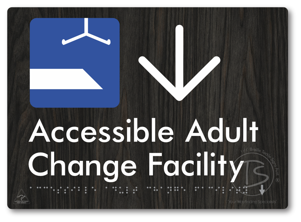Accessible Adult Change Facility with Large Directional Arrow