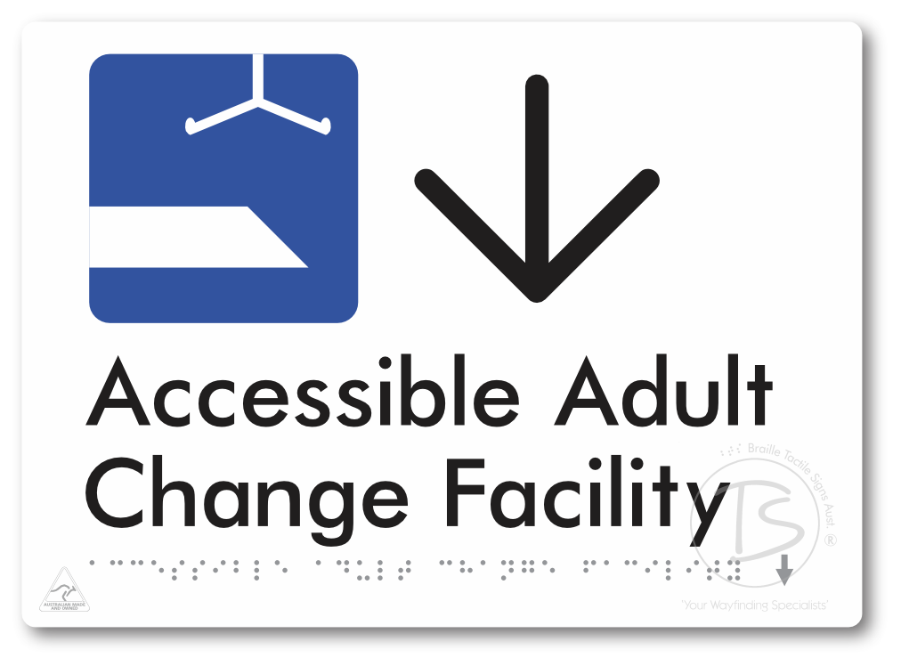 Accessible Adult Change Facility with Large Directional Arrow
