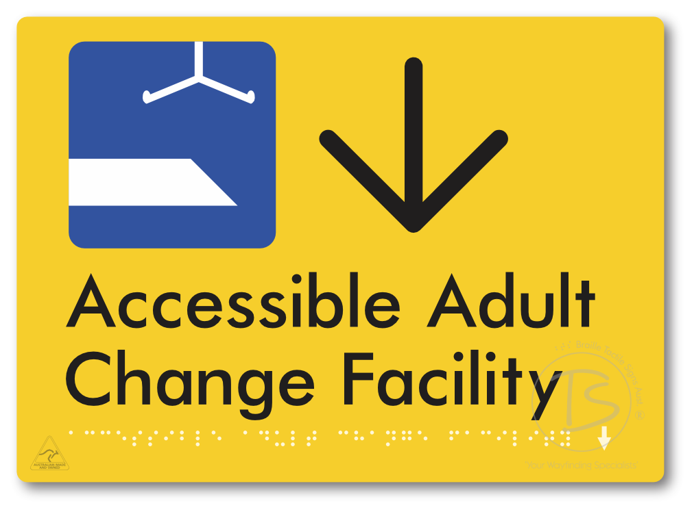 Accessible Adult Change Facility with Large Directional Arrow