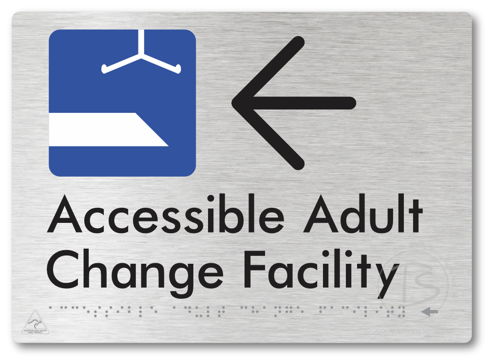 Accessible Adult Change Facility with Large Directional Arrow