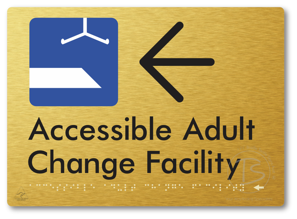 Accessible Adult Change Facility with Large Directional Arrow