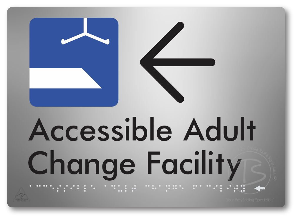Accessible Adult Change Facility with Large Directional Arrow