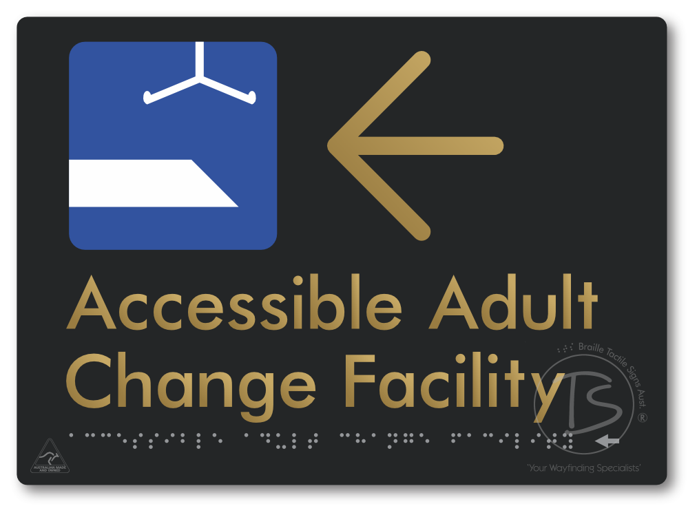 Accessible Adult Change Facility with Large Directional Arrow