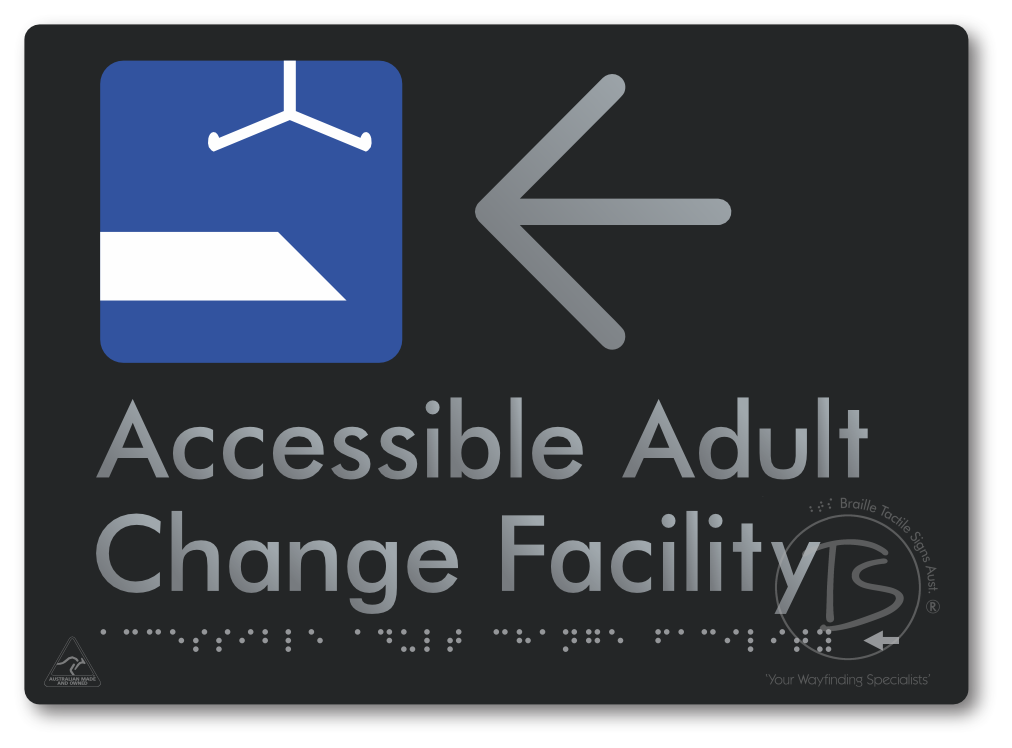 Accessible Adult Change Facility with Large Directional Arrow