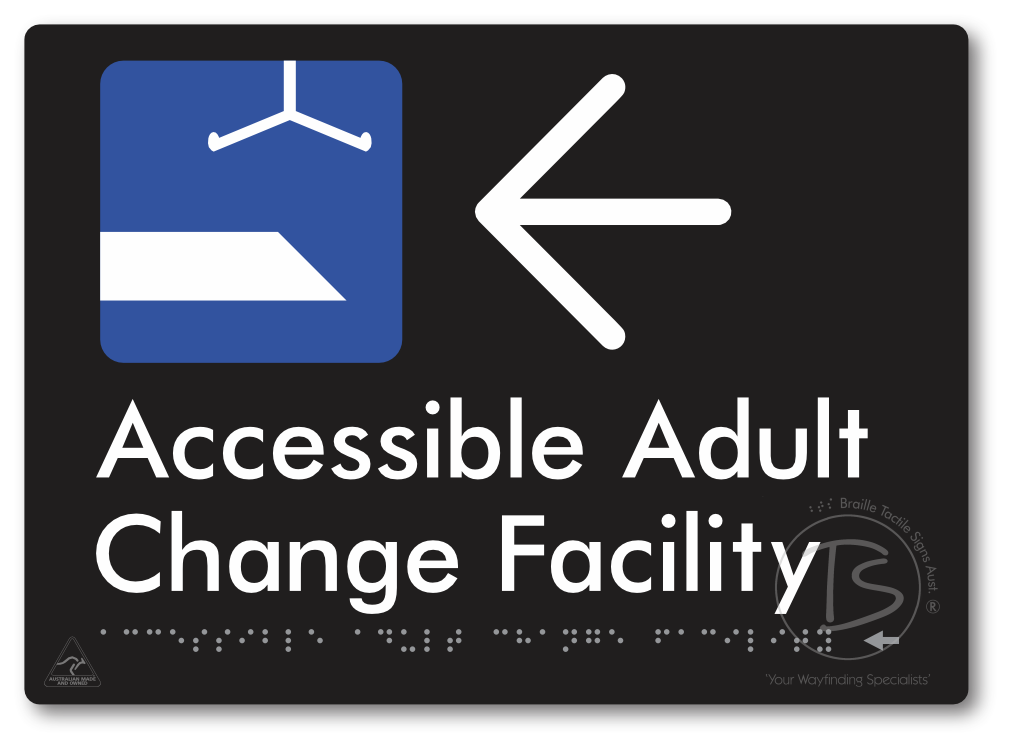 Accessible Adult Change Facility with Large Directional Arrow