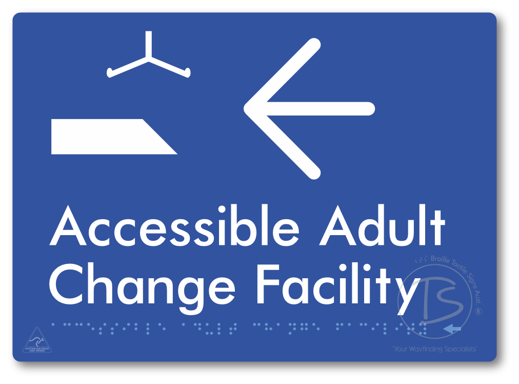 Accessible Adult Change Facility with Large Directional Arrow