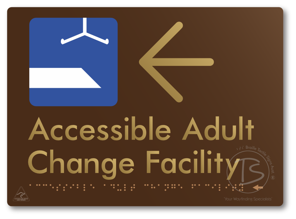 Accessible Adult Change Facility with Large Directional Arrow