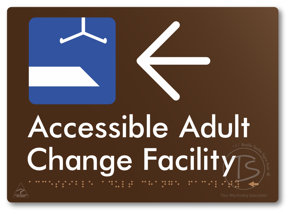 Accessible Adult Change Facility with Large Directional Arrow