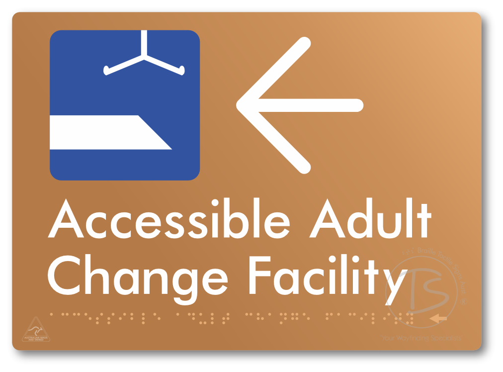 Accessible Adult Change Facility with Large Directional Arrow