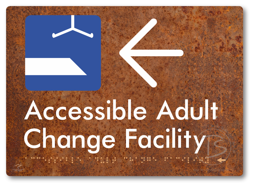 Accessible Adult Change Facility with Large Directional Arrow