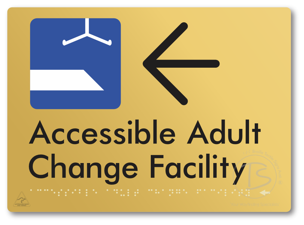 Accessible Adult Change Facility with Large Directional Arrow