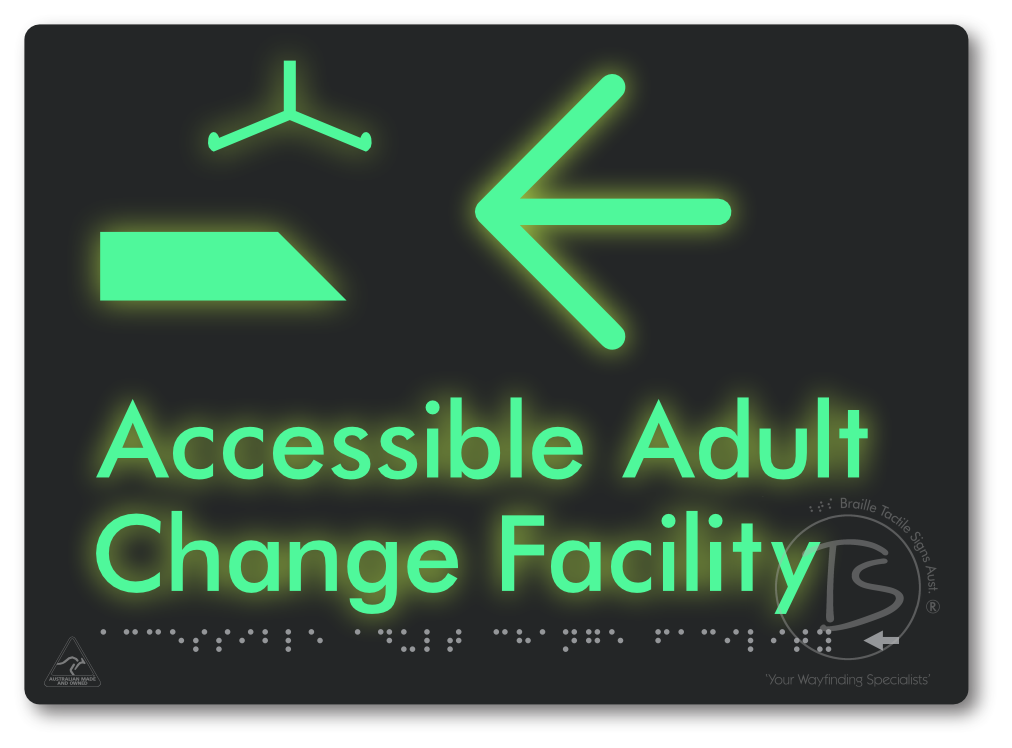 Accessible Adult Change Facility with Large Directional Arrow