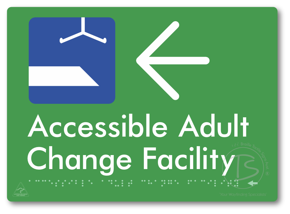 Accessible Adult Change Facility with Large Directional Arrow