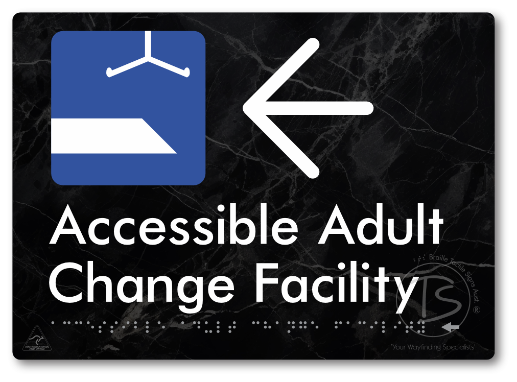 Accessible Adult Change Facility with Large Directional Arrow