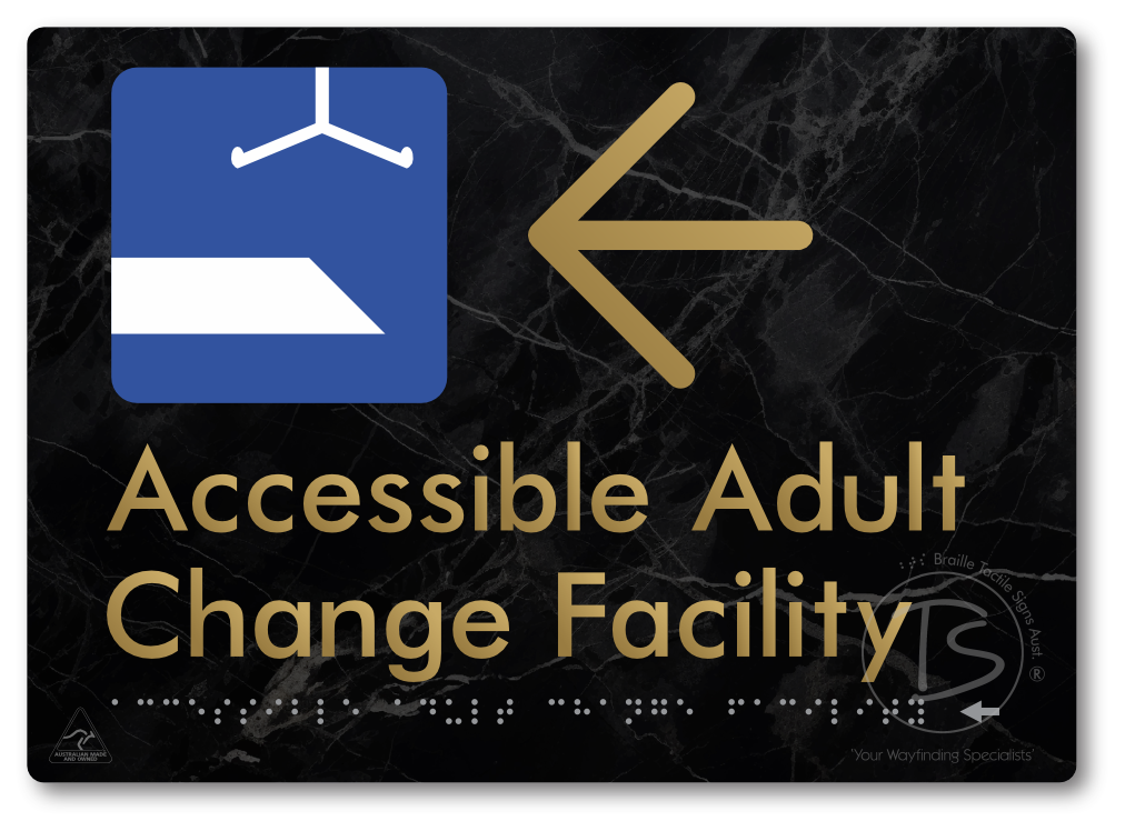 Accessible Adult Change Facility with Large Directional Arrow