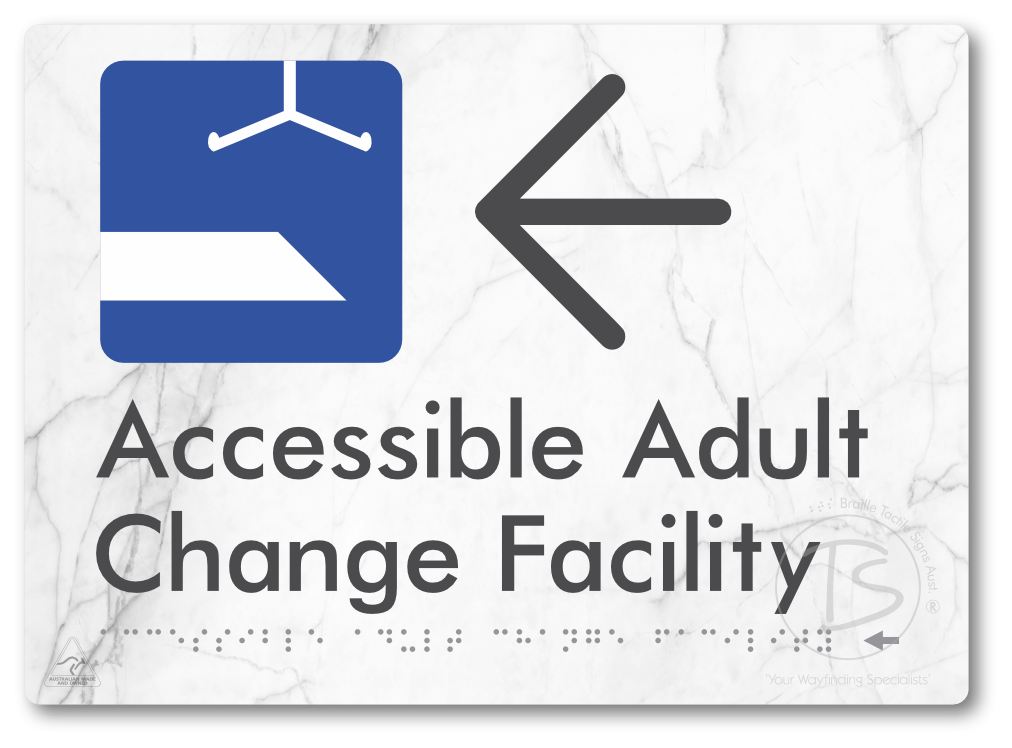 Accessible Adult Change Facility with Large Directional Arrow